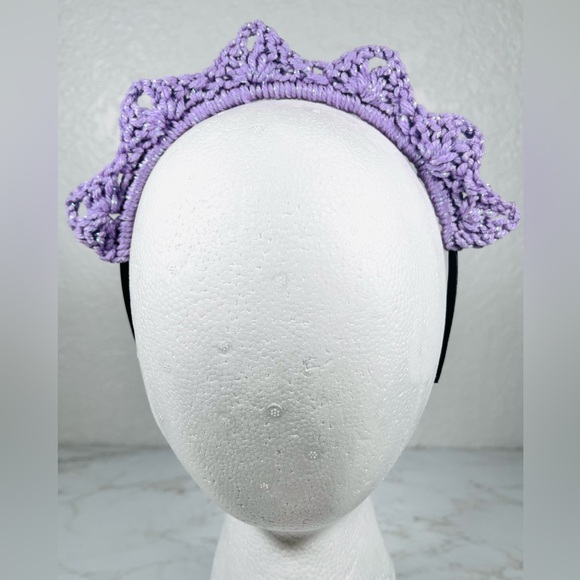 Hand Crafted Accessories - Purple Crochet Crown Headband